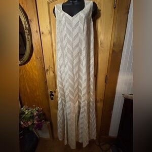 Chic Cream Chevron Maxi Dress